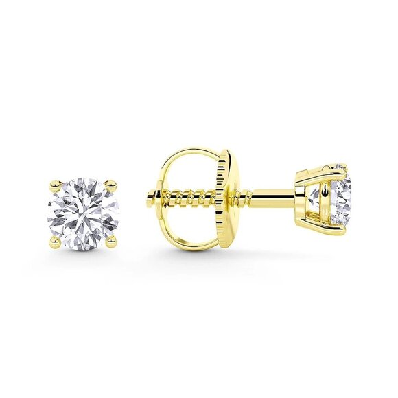 0.25ct Lab Grown Diamond Round Brilliant 4-Prong Stud Earrings in 14k Y Gold - Picture 2 of 6